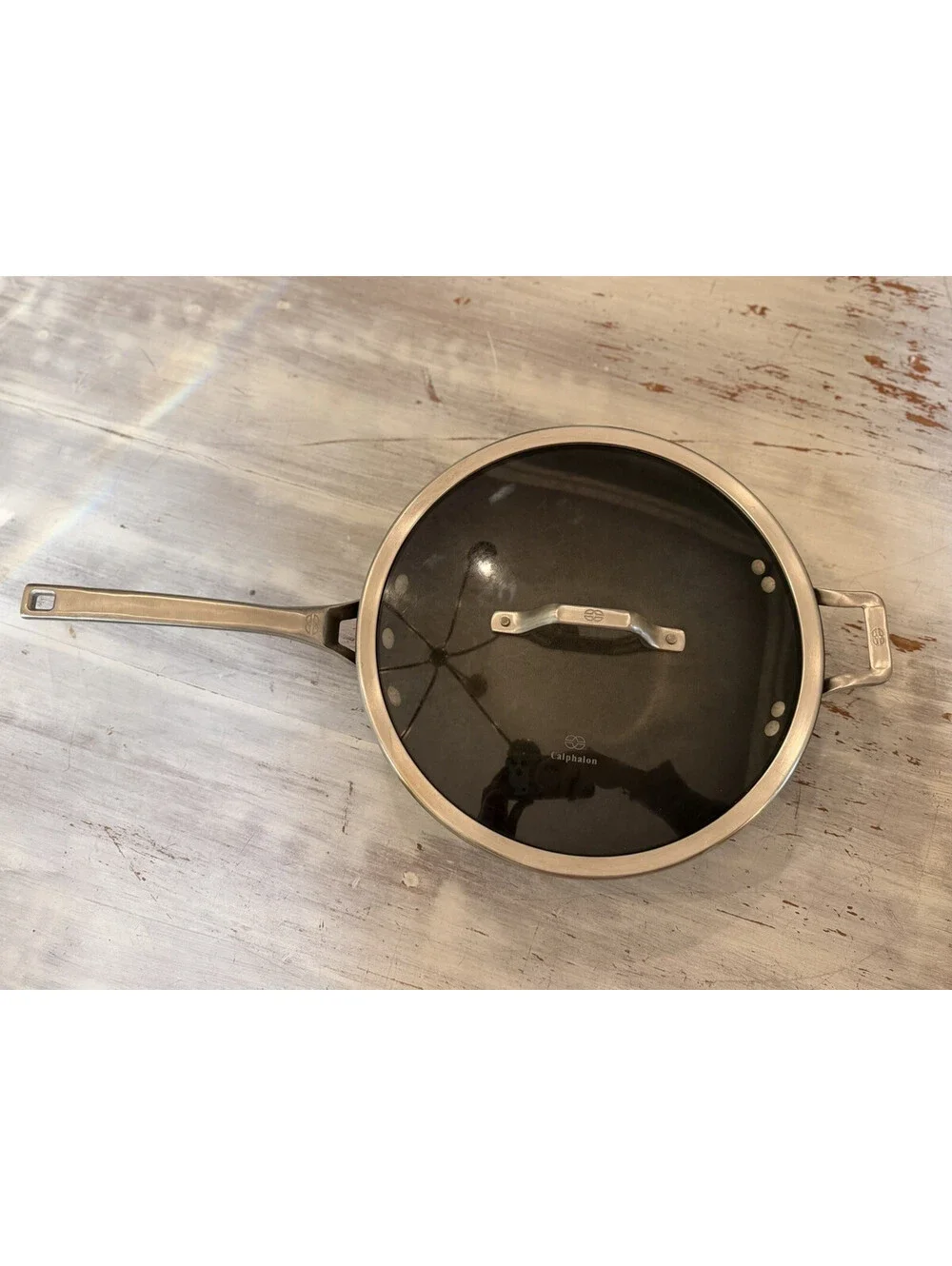 CALPHALON SIGNATURE Nonstick 12 Inch Flat Bottom Wok PAN + LID SET